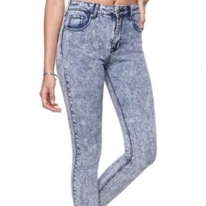 Bullhead Acid Wash Jeans Skinny High Rise Blue 3
